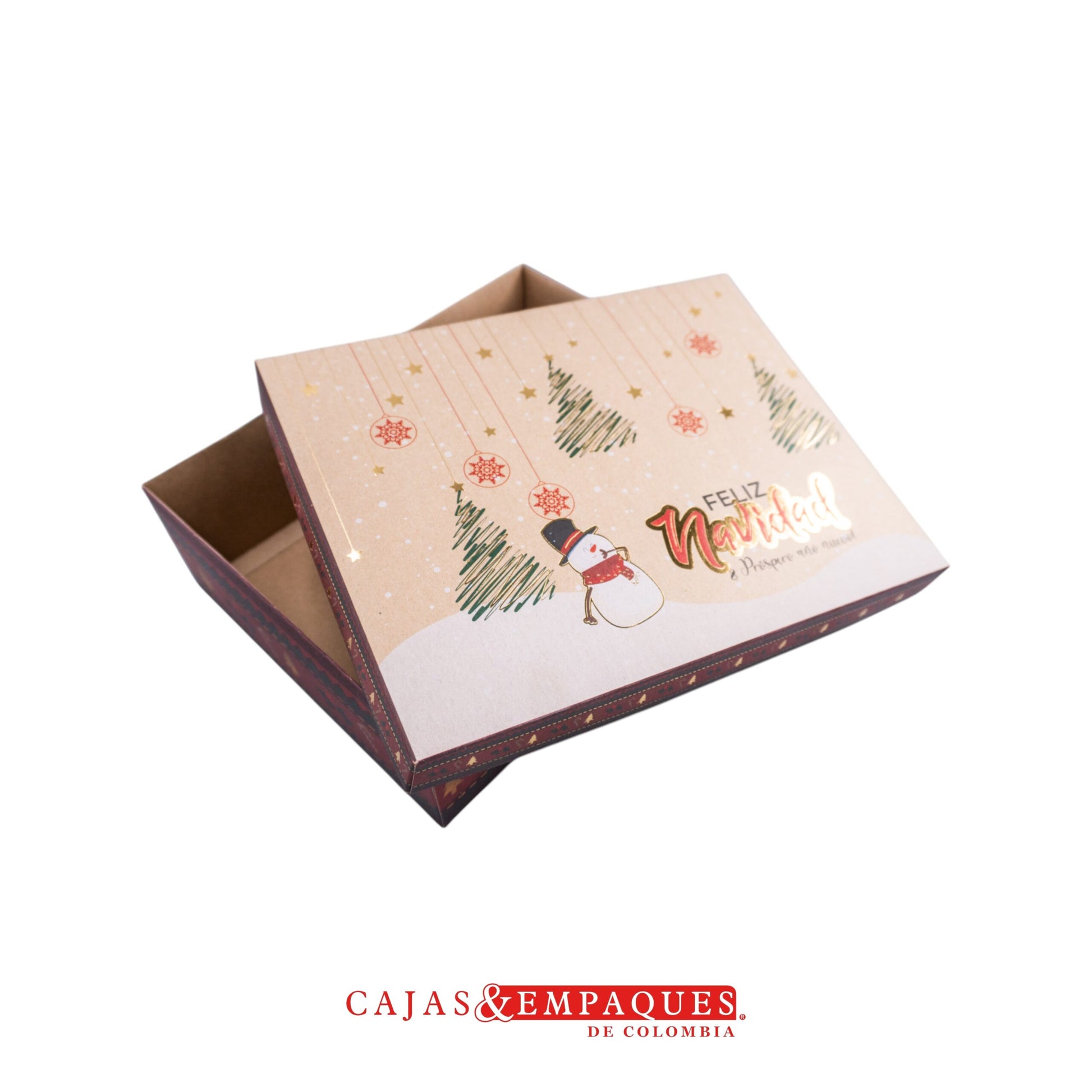 Caja ecológica tapa y base 30x23x9cm café navidad Cajas y Empaques de Colombia