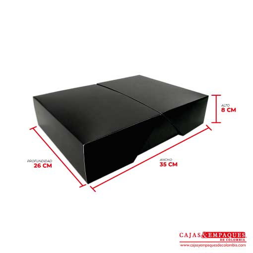 Caja ecológica funda tipo mesa desayuno 35x26x8 cm negra Cajas y Empaques de Colombia