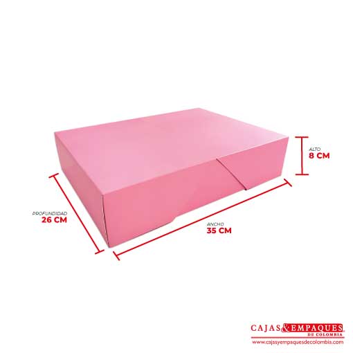 Caja ecológica funda tipo mesa desayuno 35x26x8 cm rosado Cajas y Empaques de Colombia