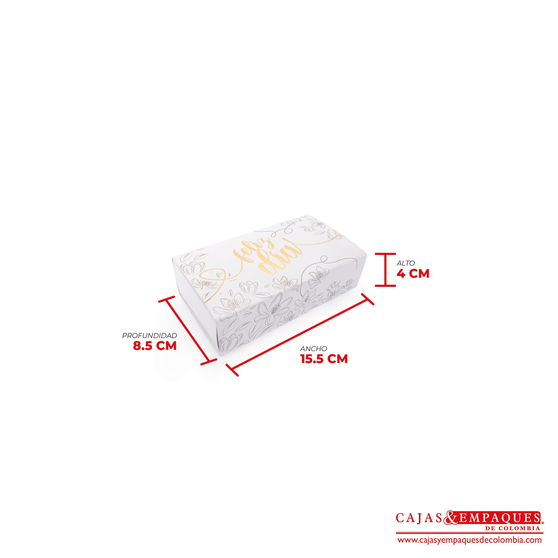 Caja ecológica base y funda 15.5x8.5x4 cm blanco feliz día Cajas y Empaques de Colombia