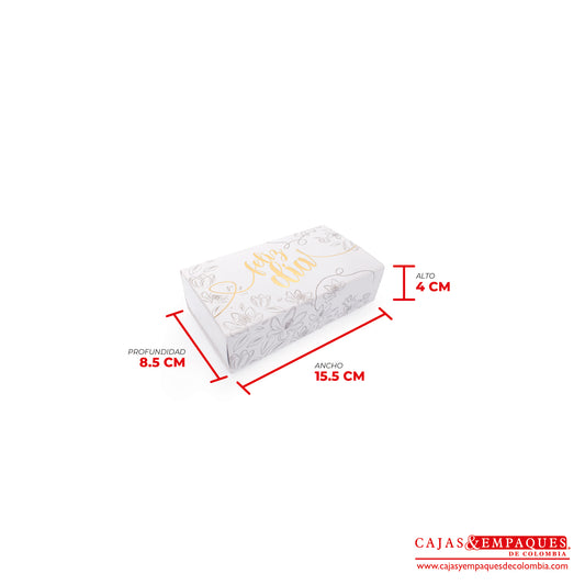 Caja ecológica base y funda 15.5x8.5x4 cm blanco feliz día Cajas y Empaques de Colombia