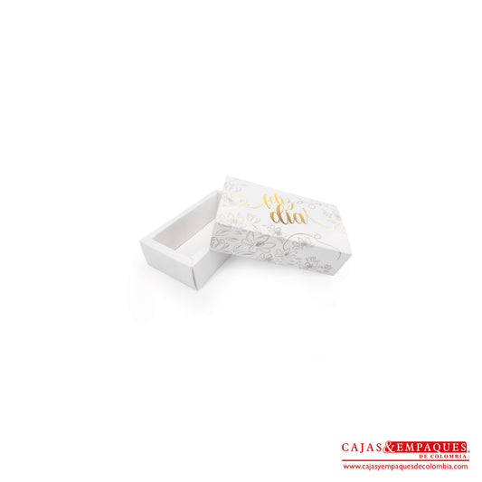 Caja ecológica base y funda 15.5x8.5x4 cm blanco feliz día Cajas y Empaques de Colombia