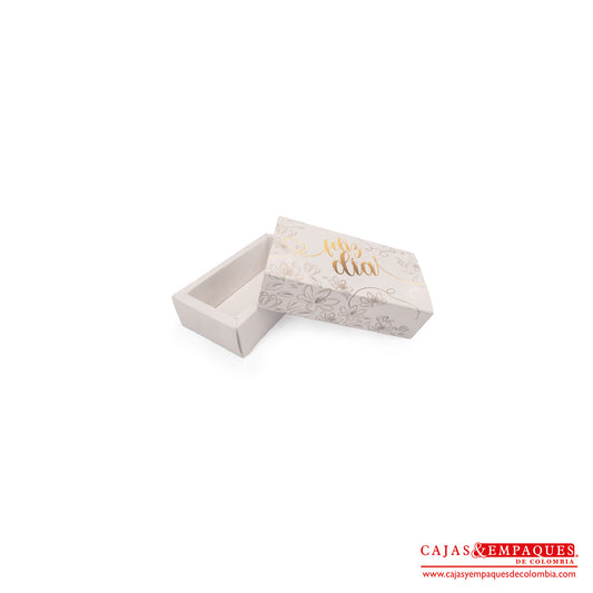 Caja ecológica base y funda 15.5x8.5x4 cm crema feliz día Cajas y Empaques de Colombia