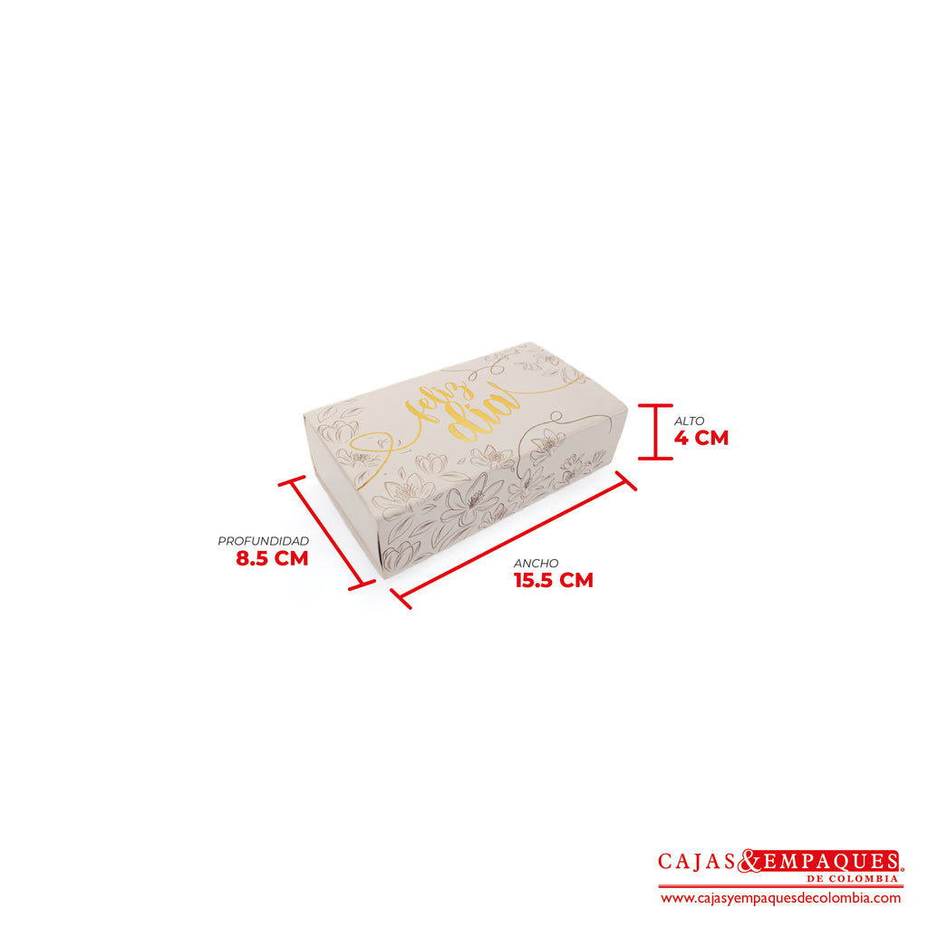 Caja ecológica base y funda 15.5x8.5x4 cm crema feliz día Cajas y Empaques de Colombia
