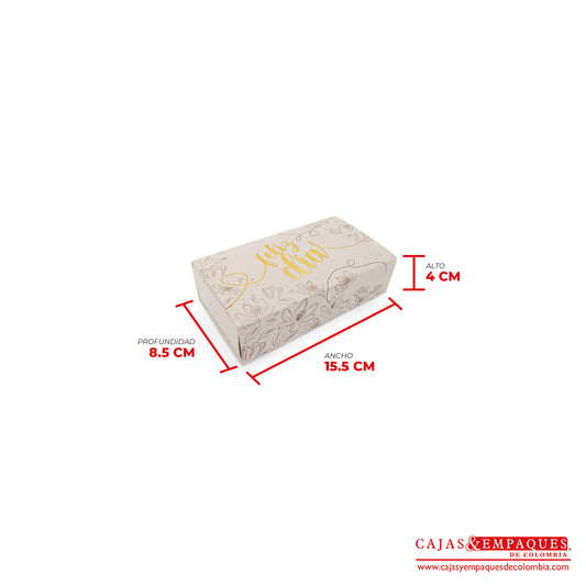 Caja ecológica base y funda 15.5x8.5x4 cm crema feliz día Cajas y Empaques de Colombia