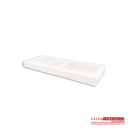 Caja ecológica base y funda con ventana 23x13x2.7 cm blanco Cajas y Empaques de Colombia