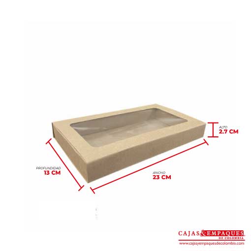 Caja ecológica base y funda con ventana 23x13x2.7 cm café Cajas y Empaques de Colombia