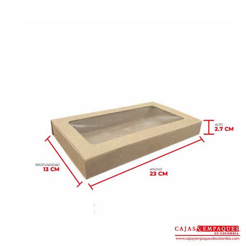Caja ecológica base y funda con ventana 23x13x2.7 cm café Cajas y Empaques de Colombia