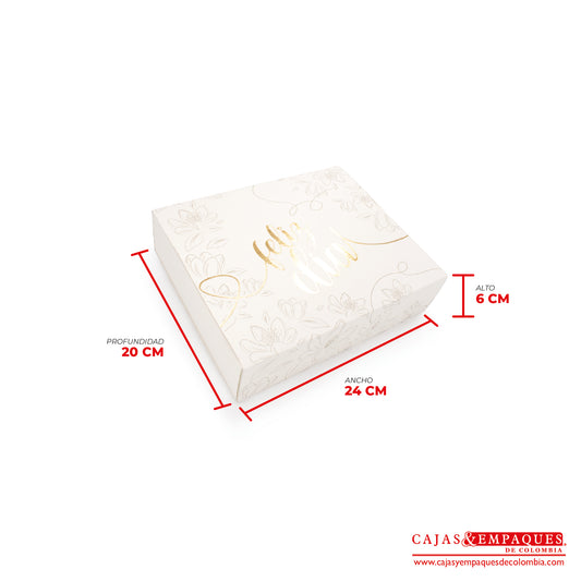Caja ecológica base y funda 24x20x6 cm blanco feliz día Cajas y Empaques de Colombia
