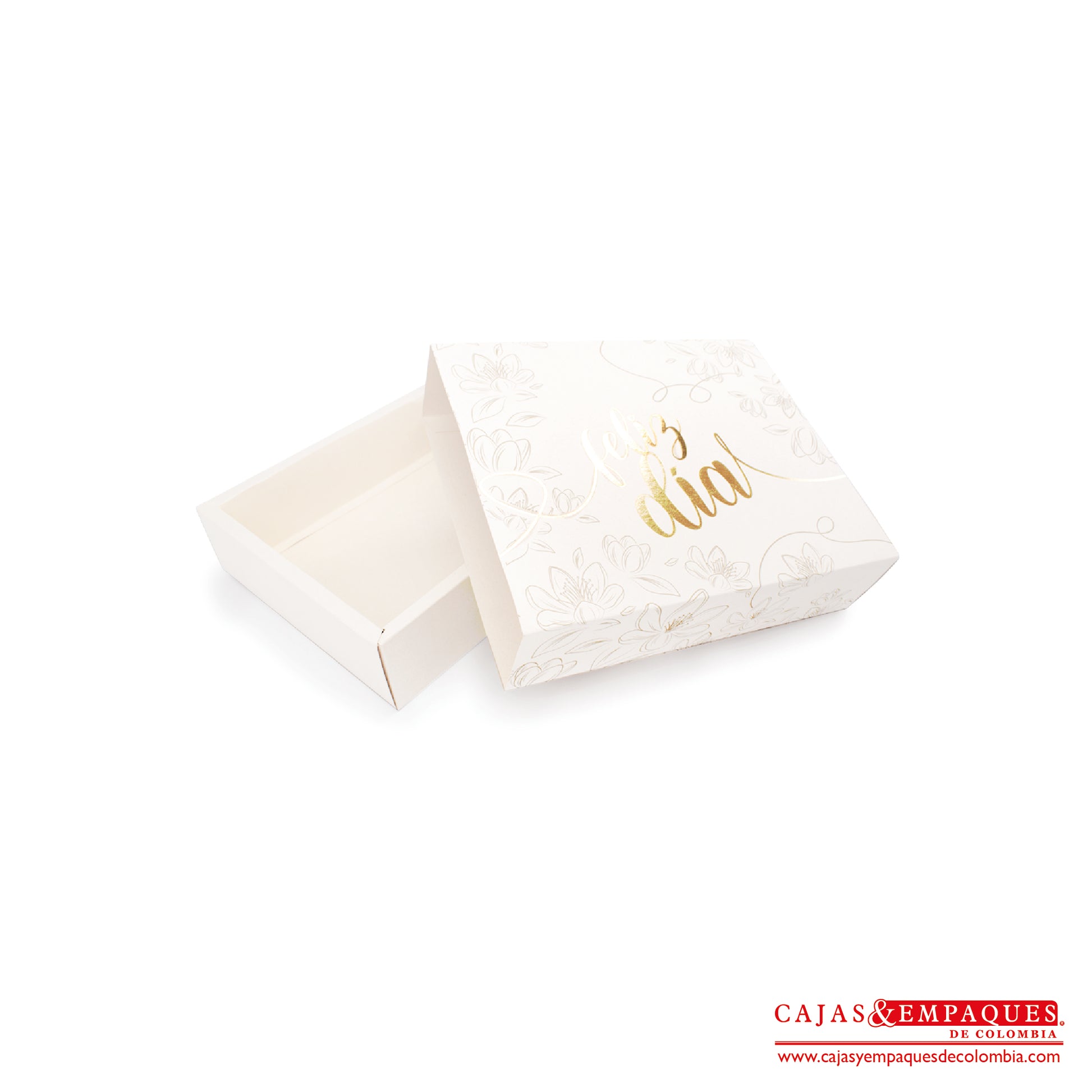Caja ecológica base y funda 24x20x6 cm blanco feliz día Cajas y Empaques de Colombia