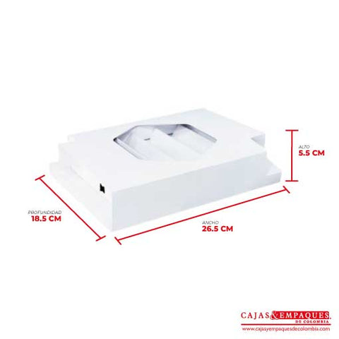 Caja Funda Deslizable con Ventana en Acetato 26.5x18.5x5.5 cm Blanco Cajas y Empaques de Colombia