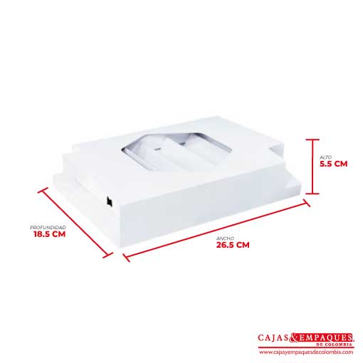 Caja Funda Deslizable con Ventana en Acetato 26.5x18.5x5.5 cm Blanco Cajas y Empaques de Colombia