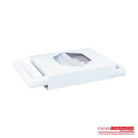 Caja Funda Deslizable con Ventana en Acetato 26.5x18.5x5.5 cm Blanco Cajas y Empaques de Colombia