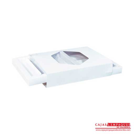 Caja Funda Deslizable con Ventana en Acetato 26.5x18.5x5.5 cm Blanco Cajas y Empaques de Colombia