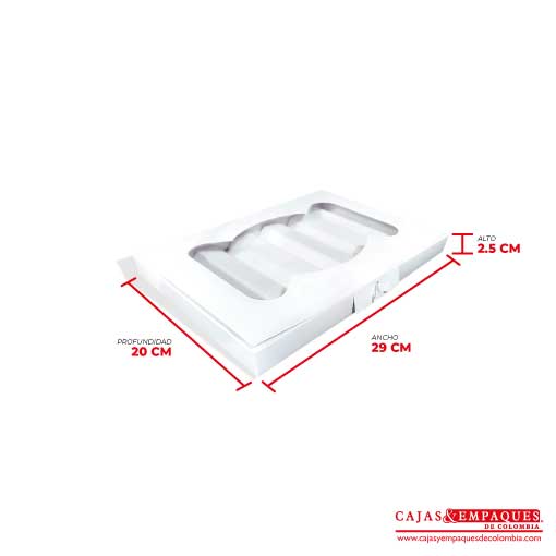 Caja ecológica solapa con ventana 29x20x2.5 cm blanco Cajas y Empaques de Colombia