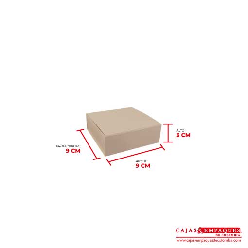Caja ecológica base y funda 9x9x3 cm café Cajas y Empaques de Colombia