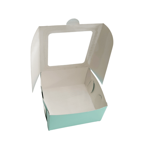 Caja ecológica plegadiza con ventana 10x10x5 cm verde Cajas y Empaques de Colombia