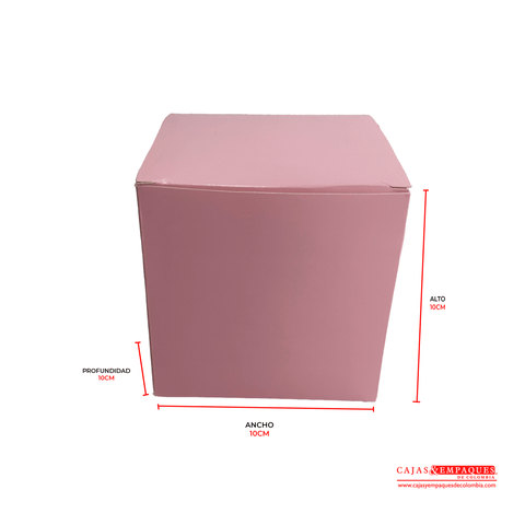 Caja ecológica tipo cubo 10x10x10 cm Rosada Cajas y Empaques de Colombia