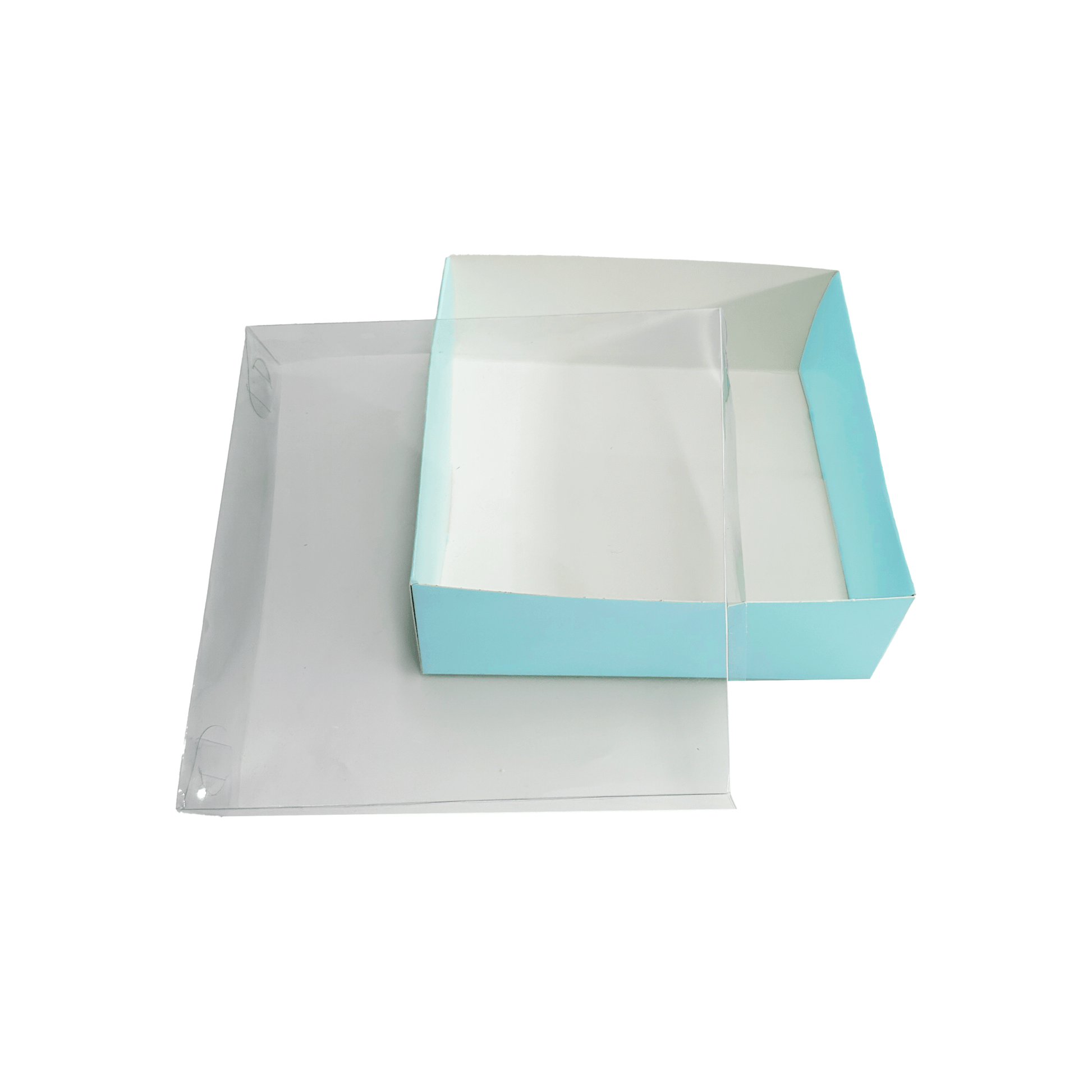 Caja ecológica tapa y base en acetato 20x20x7 cm azul Cajas y Empaques de Colombia