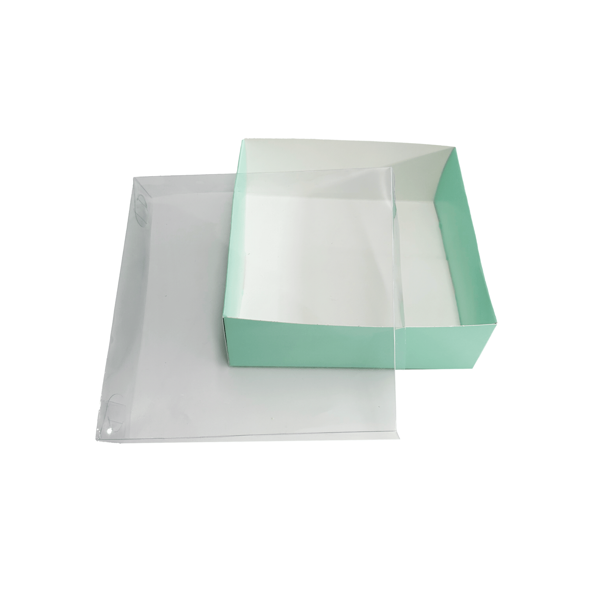 Caja ecológica tapa y base en acetato 20x20x7 cm verde Cajas y Empaques de Colombia