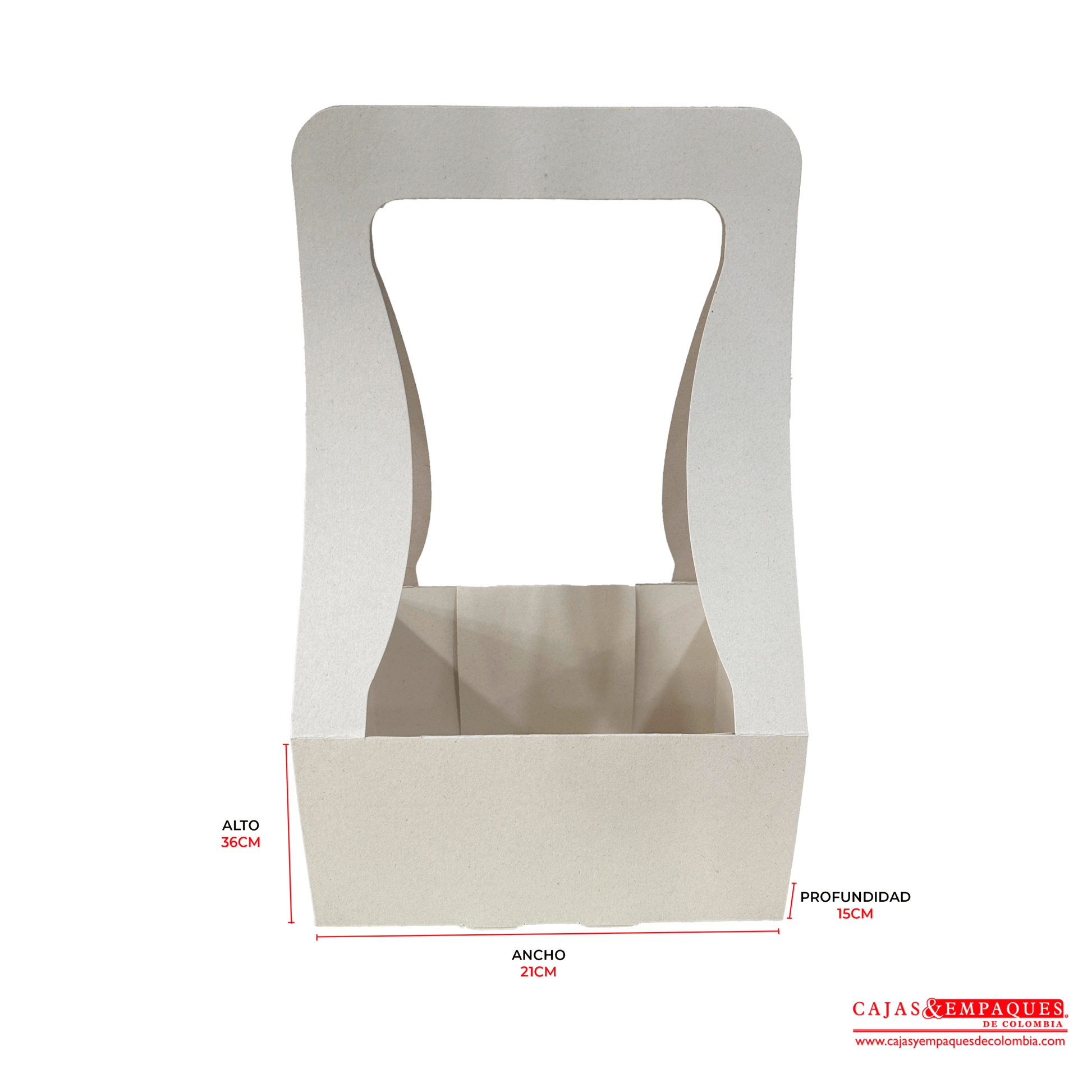 Caja ecológica plegadiza canasta 21x15x36 cm crema Cajas y Empaques de Colombia