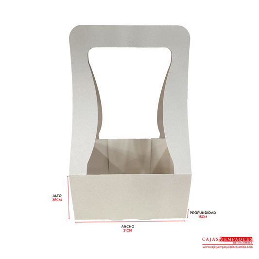 Caja ecológica plegadiza canasta 21x15x36 cm crema Cajas y Empaques de Colombia