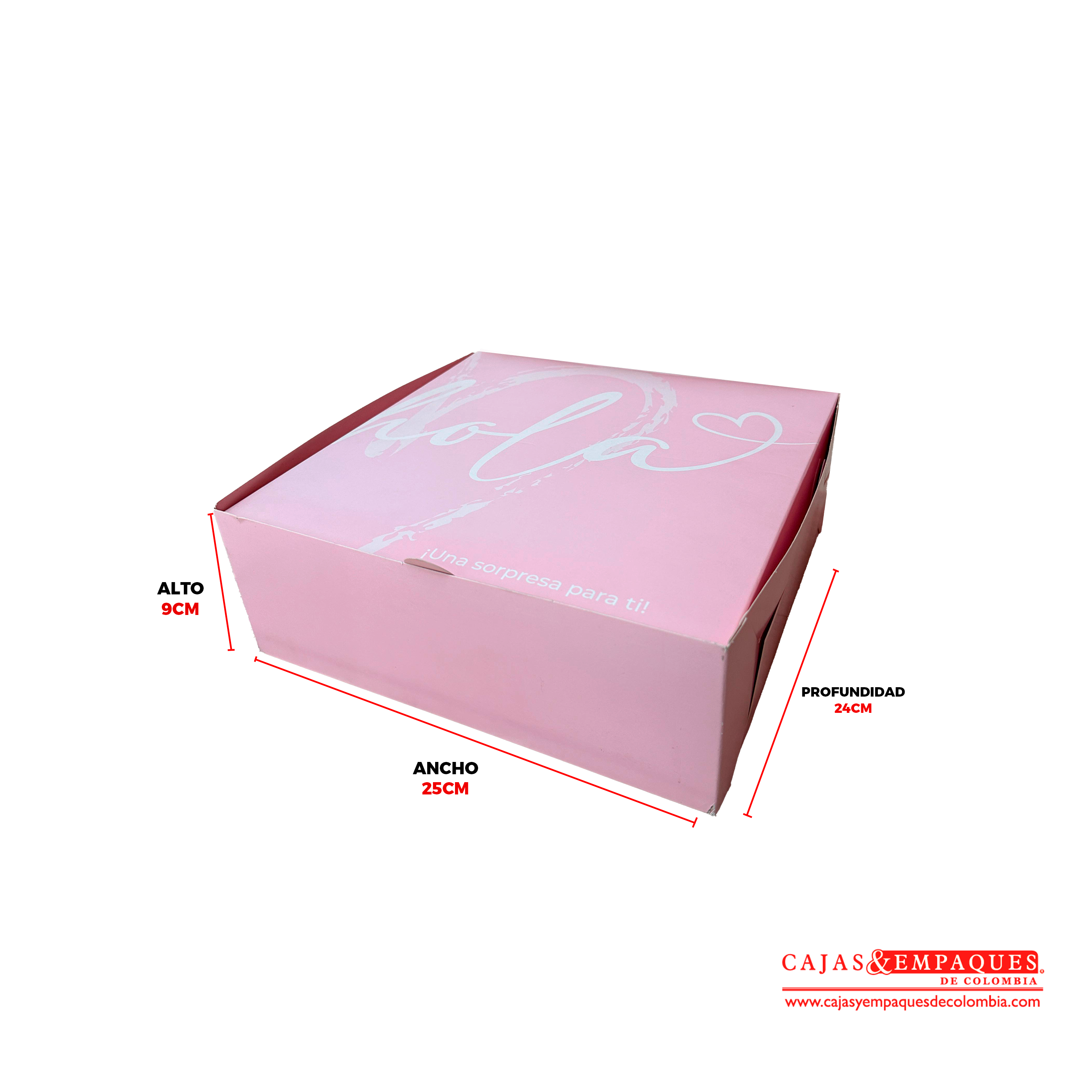 Caja ecológica plegadiza 25x24x9 cm rosada Cajas y Empaques de Colombia