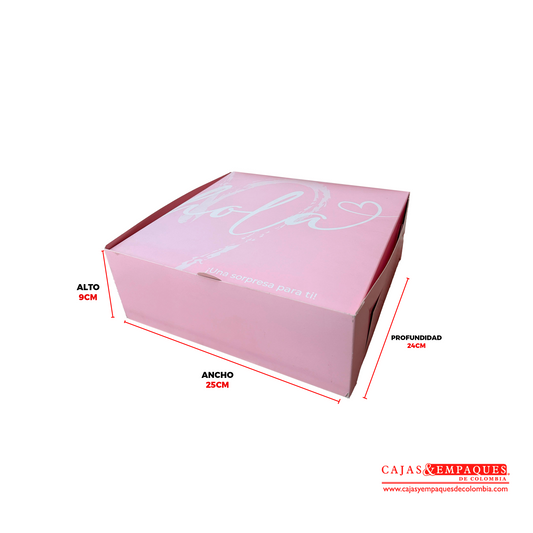 Caja ecológica plegadiza 25x24x9 cm rosada Cajas y Empaques de Colombia