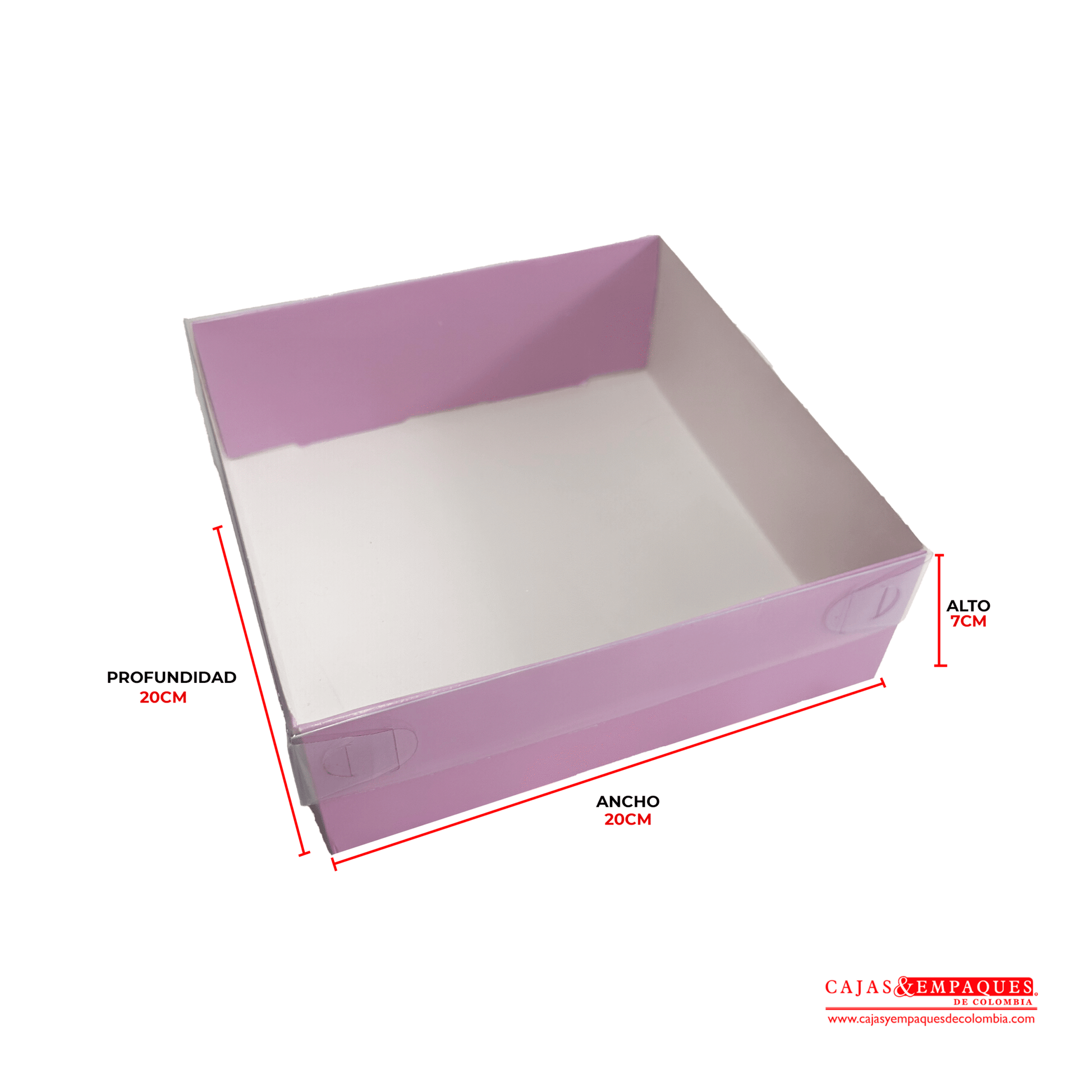 Caja ecológica tapa y base en acetato 20x20x7 cm lila Cajas y Empaques de Colombia