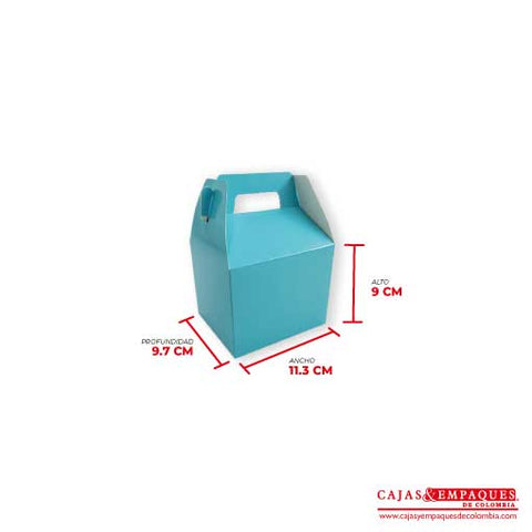 Caja ecológica tipo maletín 11.3x9.7x9 cm azul Cajas y Empaques de Colombia