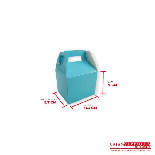 Caja ecológica tipo maletín 11.3x9.7x9 cm azul Cajas y Empaques de Colombia