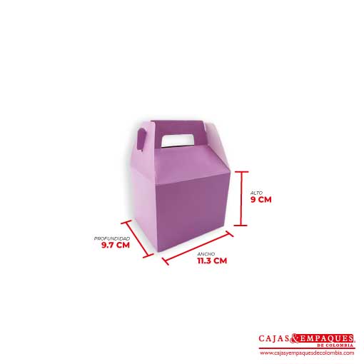 Caja ecológica tipo maletín 11.3x9.7x9 cm morado Cajas y Empaques de Colombia