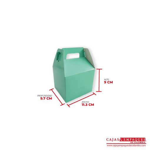 Caja ecológica tipo maletín 11.3x9.7x9 cm verde Cajas y Empaques de Colombia