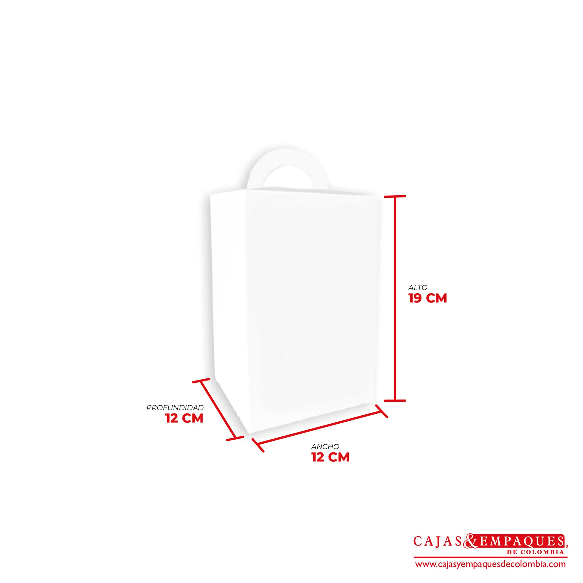 Caja ecológica tipo maletín 12x12x19 cm blanco Cajas y Empaques de Colombia