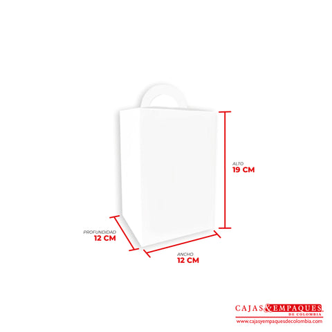 Caja ecológica tipo maletín 12x12x19 cm blanco Cajas y Empaques de Colombia