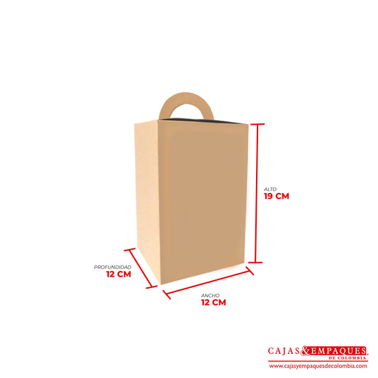 Caja ecológica tipo maletín 12x12x19 cm café Cajas y Empaques de Colombia