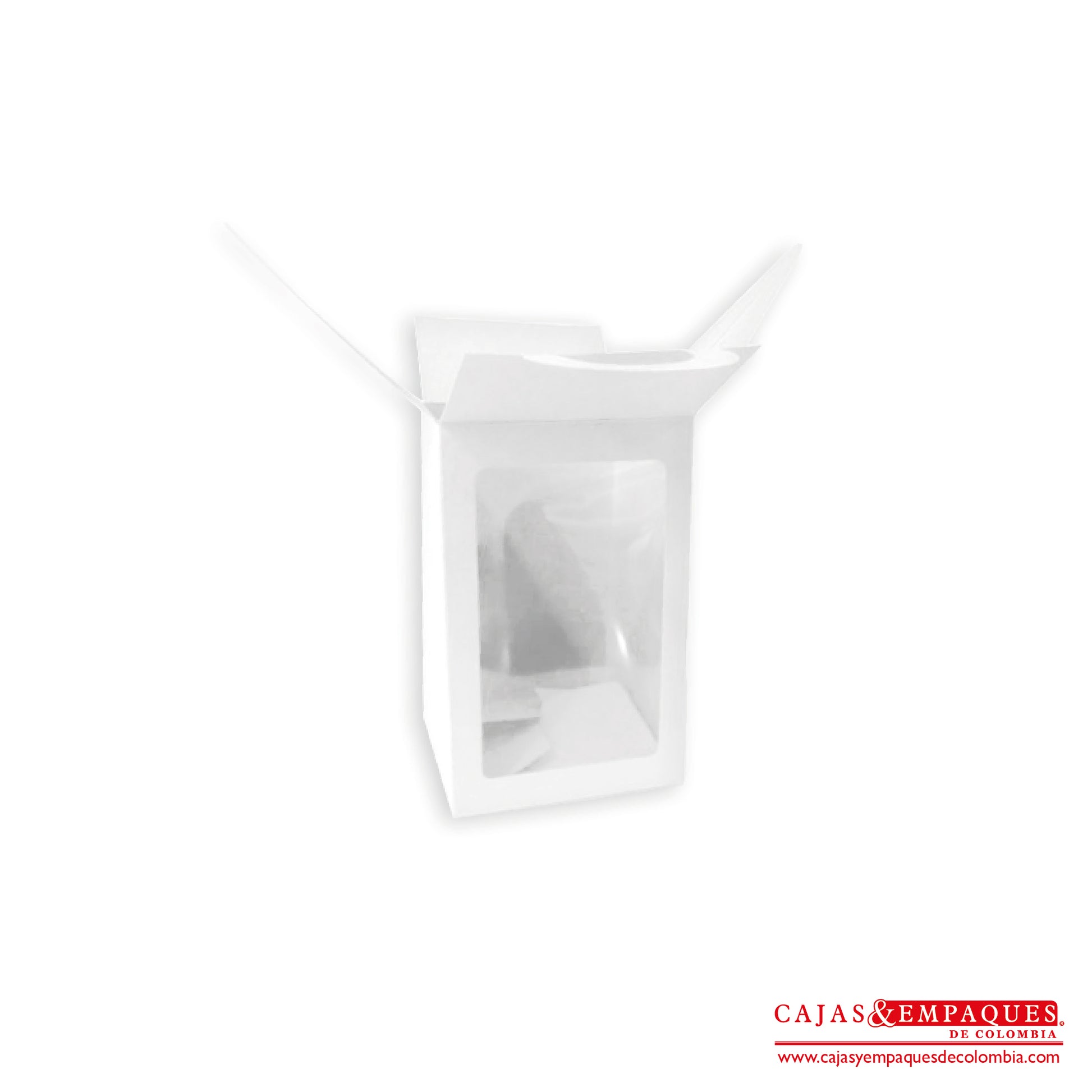 Caja ecológica tipo maletín con ventana 12x12x19 cm blanco Cajas y Empaques de Colombia