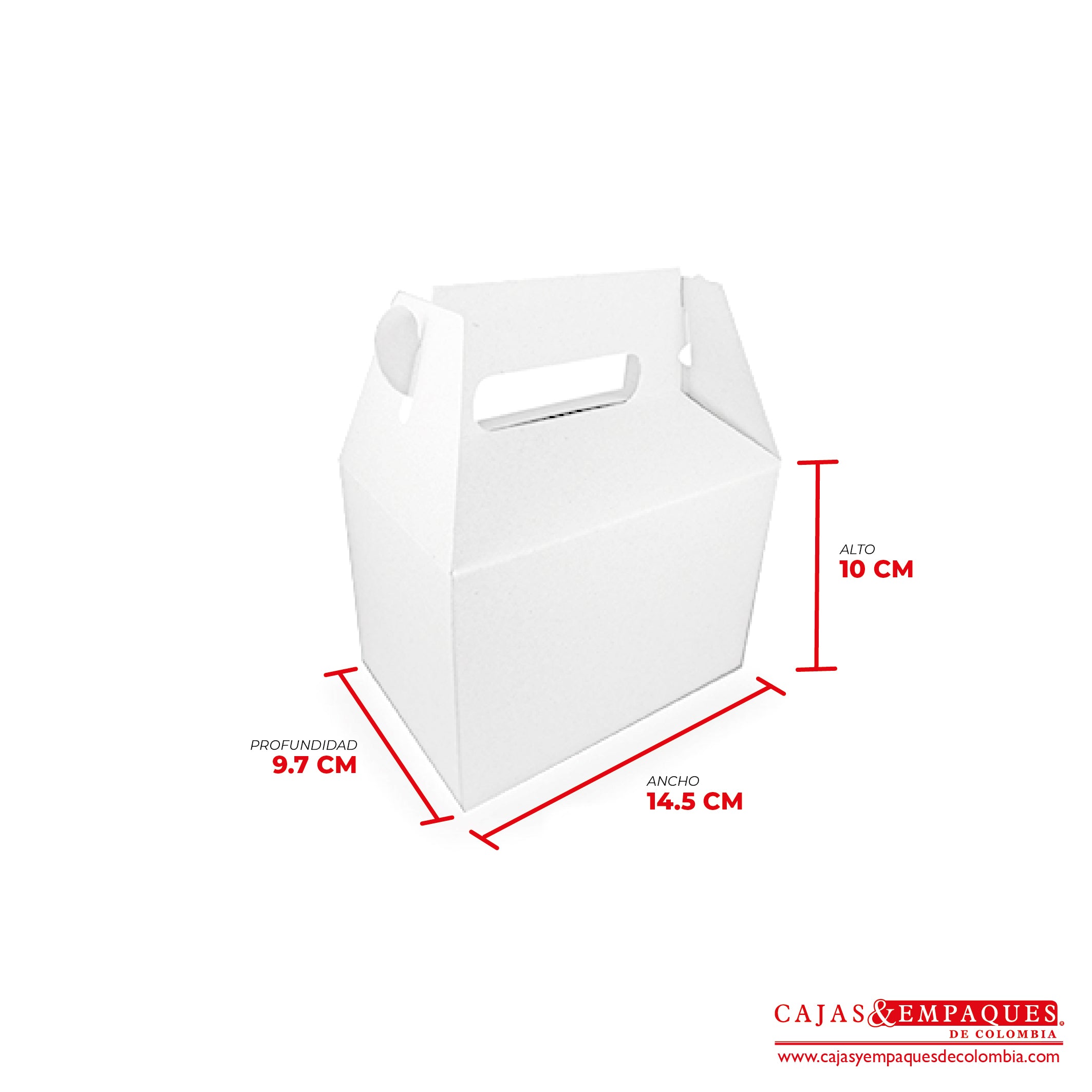 Caja ecológica tipo maletín 14.5x9.7x10 cm blanco Cajas y Empaques de Colombia
