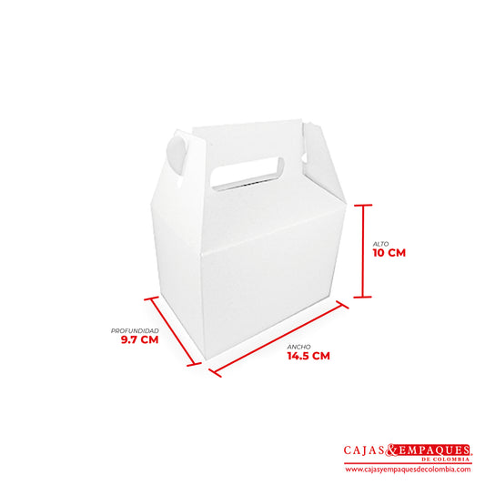 Caja ecológica tipo maletín 14.5x9.7x10 cm blanco Cajas y Empaques de Colombia