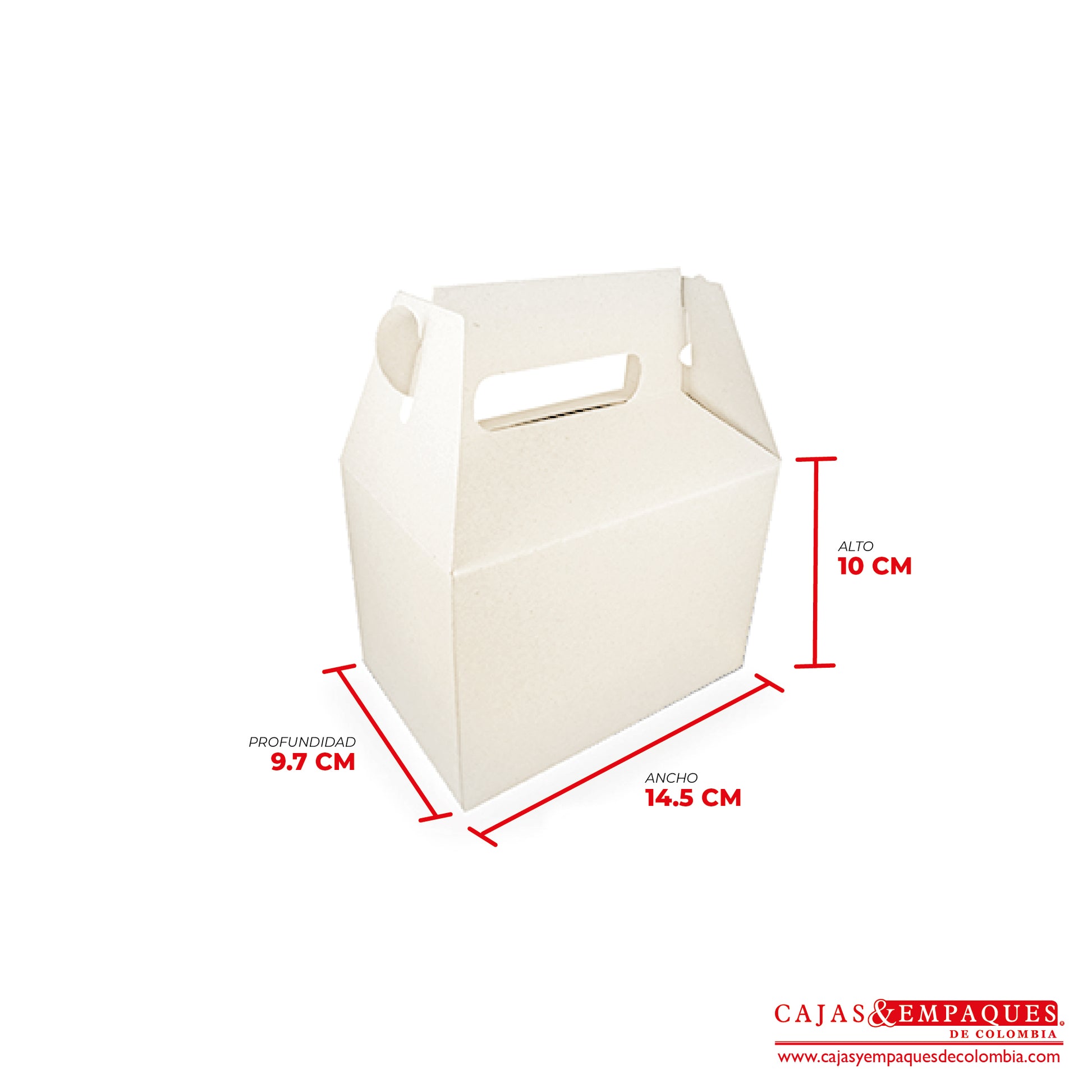 Caja ecológica tipo maletín 14.5x9.7x10 cm crema Cajas y Empaques de Colombia