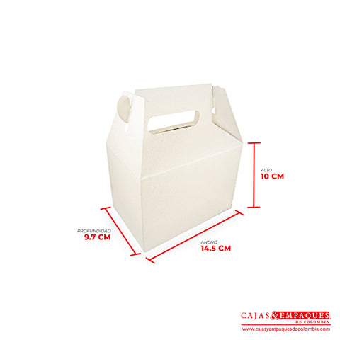Caja ecológica tipo maletín 14.5x9.7x10 cm crema Cajas y Empaques de Colombia