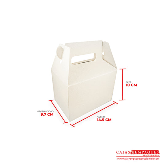 Caja ecológica tipo maletín 14.5x9.7x10 cm crema Cajas y Empaques de Colombia