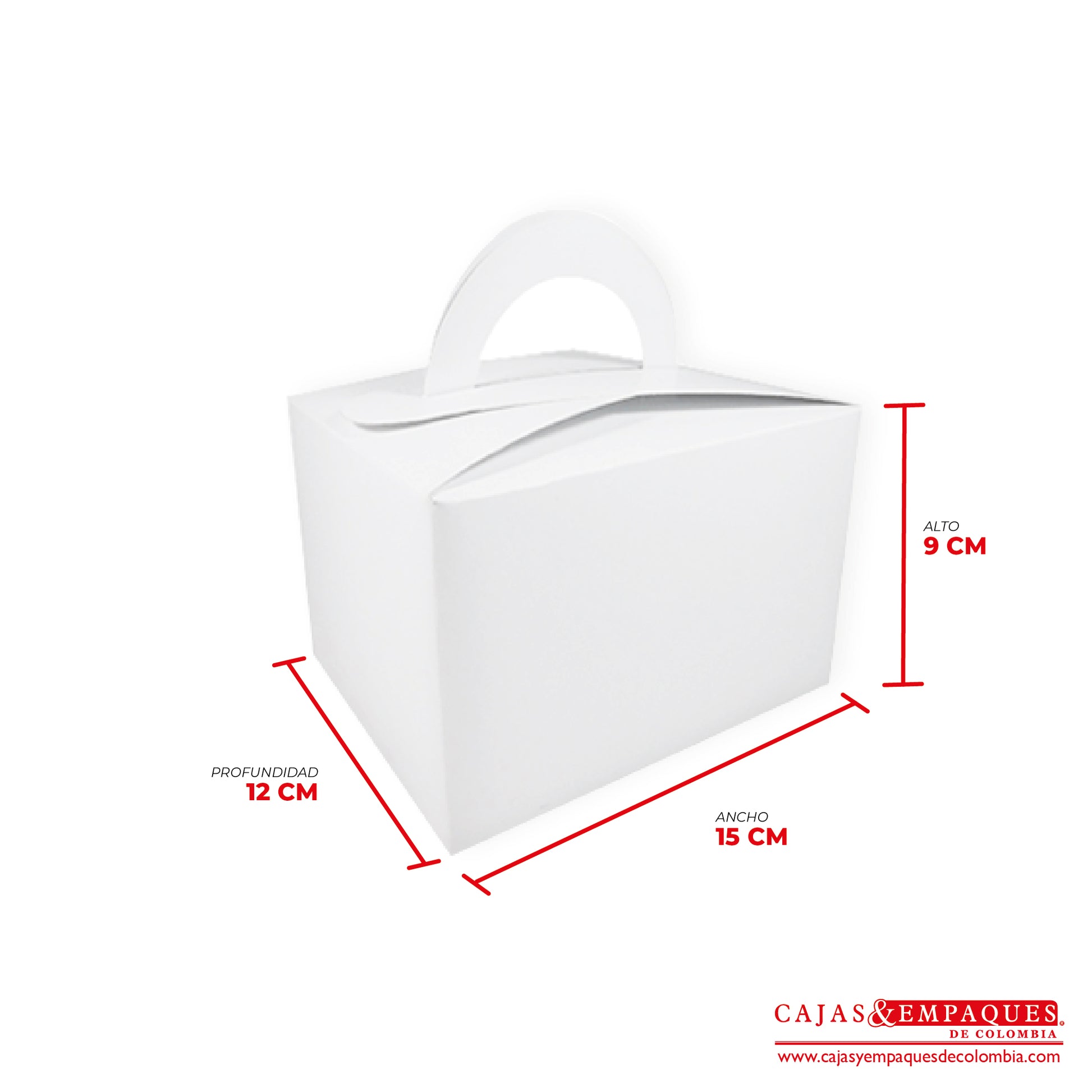 Caja ecológica tipo maletín 15x12x9 cm blanco Cajas y Empaques de Colombia