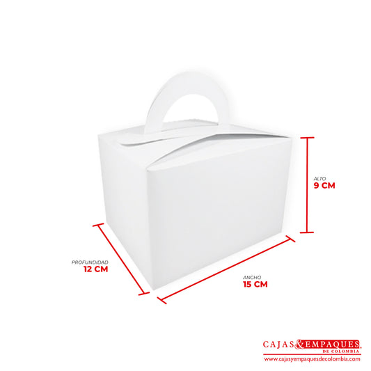 Caja ecológica tipo maletín 15x12x9 cm blanco Cajas y Empaques de Colombia