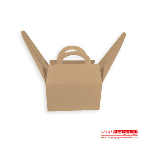 Caja ecológica tipo maletín 15x12x9 cm café Cajas y Empaques de Colombia