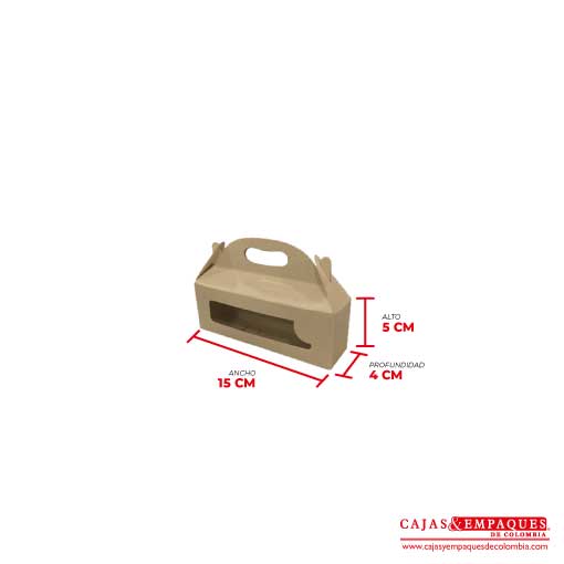Caja ecológica tipo maletín con ventana 15x4x5 cm café Cajas y Empaques de Colombia