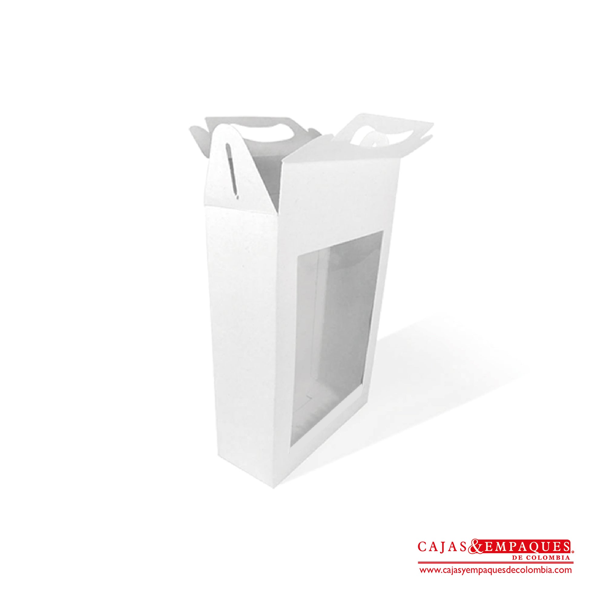 Caja ecológica tipo maletín con ventana 15x6x21 cm blanco Cajas y Empaques de Colombia
