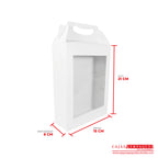 Caja ecológica tipo maletín con ventana 15x6x21 cm blanco Cajas y Empaques de Colombia