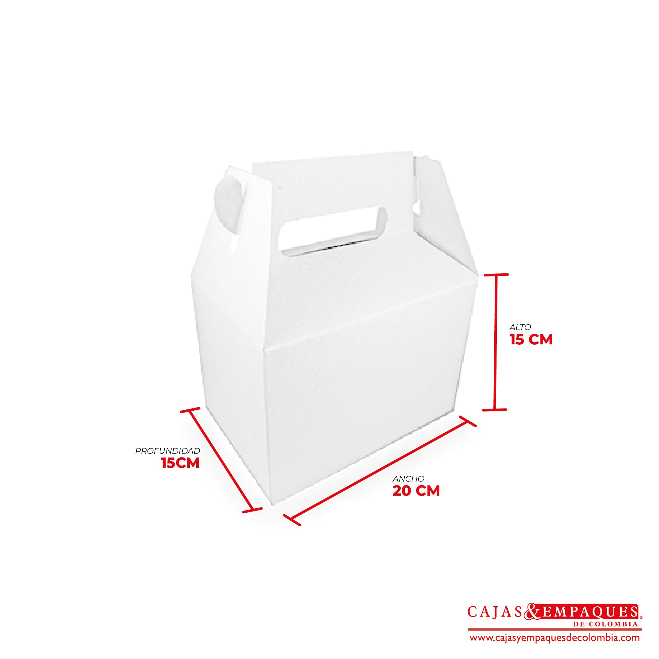 Caja Ecológica tipo maletín 20x15x15 cm blanco Cajas y Empaques de Colombia