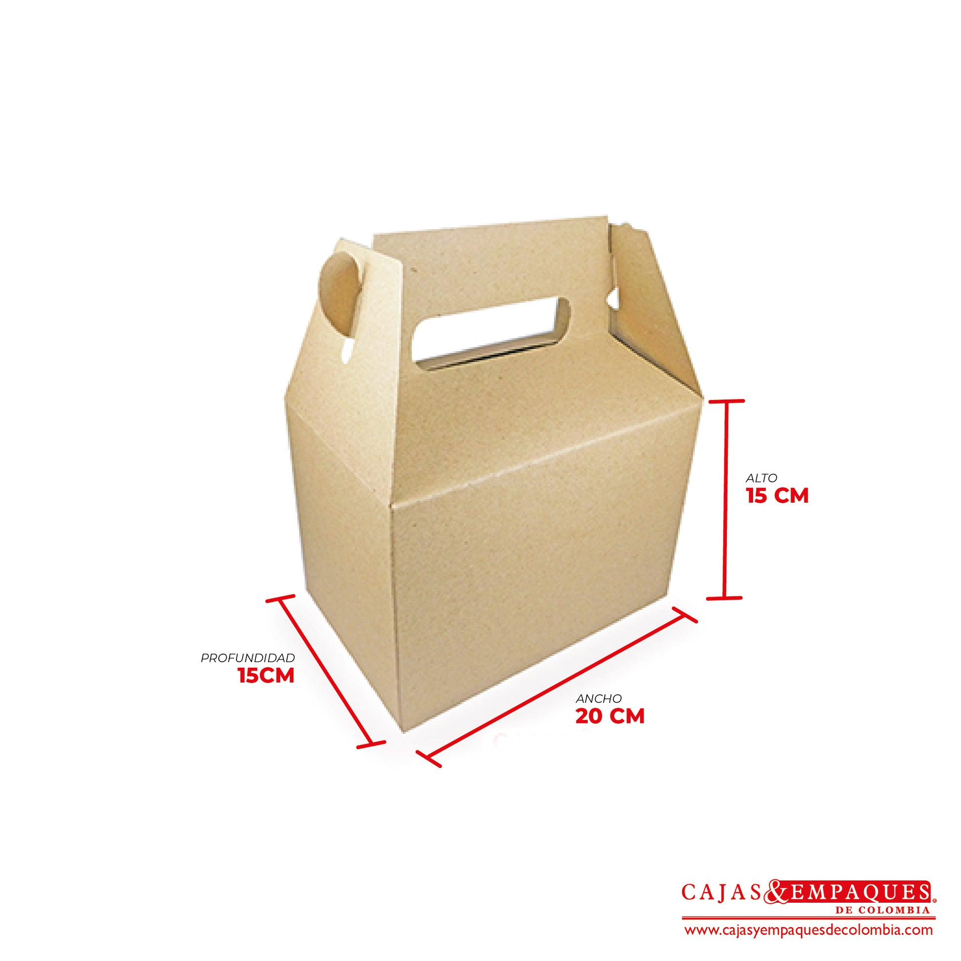 Caja Ecológica tipo maletín 20x15x15 cm café Cajas y Empaques de Colombia